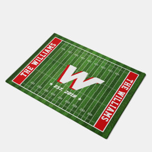 Football Fan Family Monogram   Custom Colours   Doormat
