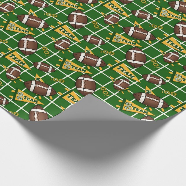 Football Fan / Green & gold Pennants Wrapping Paper (Corner)