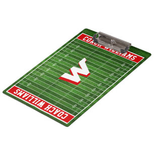 Football Fan Monogram Custom Colours RED Clipboard