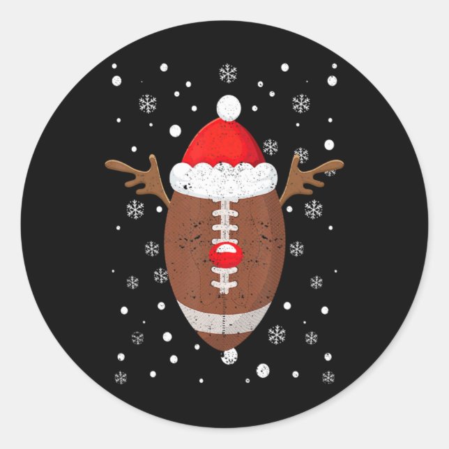 Football Fan Reindeer Antlers Christmas Xmas Elk T Classic Round Sticker (Front)