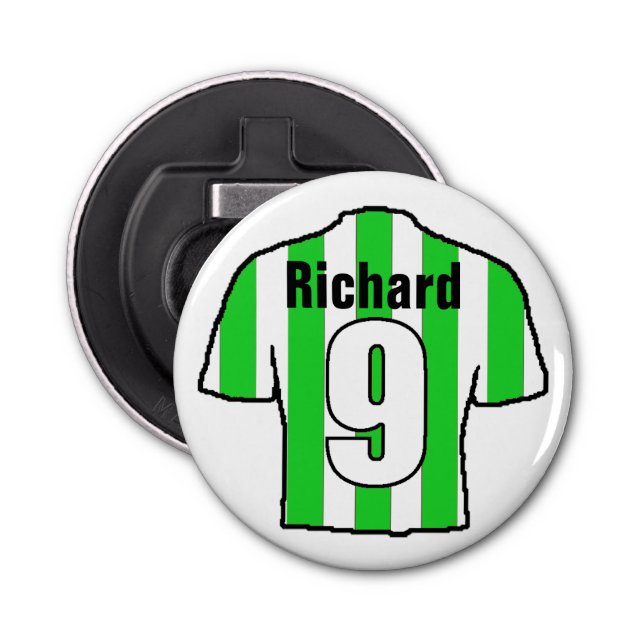 Football Fan Shirt to Personalise. Bottle Opener (Front)