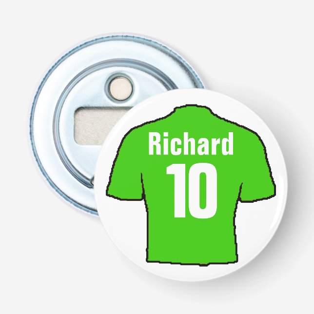 Football Fan Shirt to Personalise. Bottle Opener (Front)