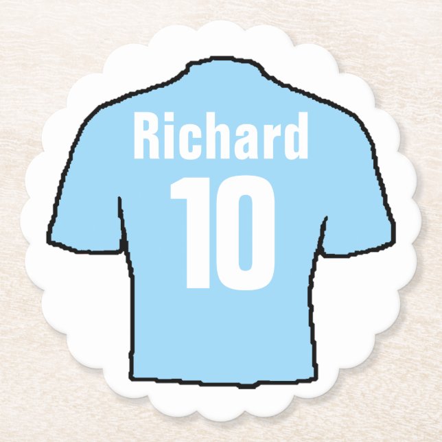 Football Fan Shirt to Personalise. Paper Coaster (Front)