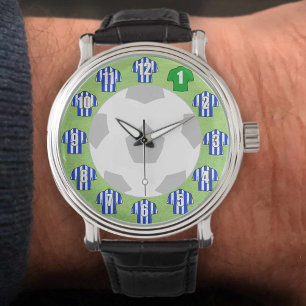 Football Fan Watch - with Blue & White Shirts
