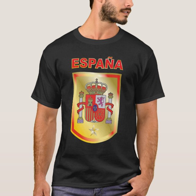 Football Fans Spain Flag Crest T-Shirt (Front)