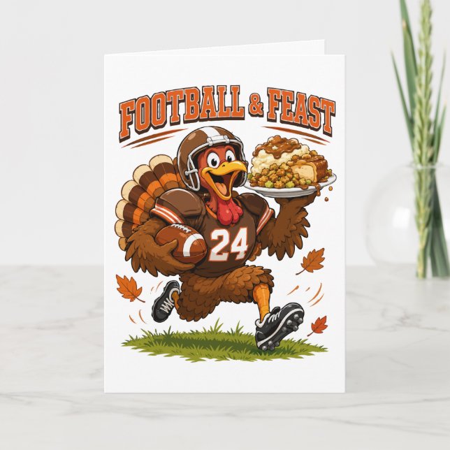 Football & Feast Turkey Card (Front)