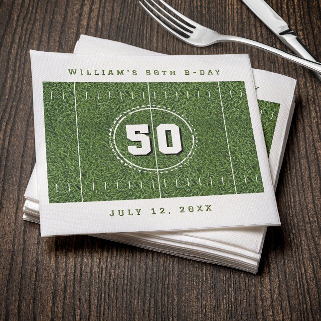 Football Field 50th Birthday Party 50 Yard Line Napkin (Football Field 50th Birthday Party 50 Yard Line Napkins
)
