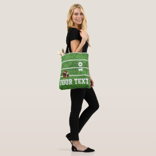 Football Field And Ball Football Team (Your Text) Tote Bag