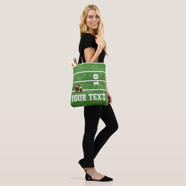Football Field And Ball Football Team (Your Text) Tote Bag (On Model)
