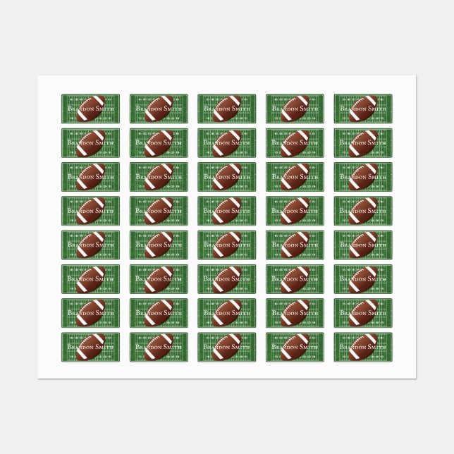 Football Field Ball Design Name Tags (Sheet)