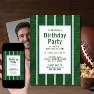 Football Field Birthday Party Invitation Green