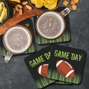 Football Field Game Day Sports Fan Square Paper Coaster