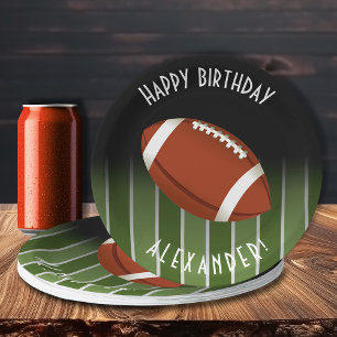 Football Field Happy Birthday Personalised Paper Plate