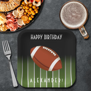 Football Field Happy Birthday Personalized Paper Plate