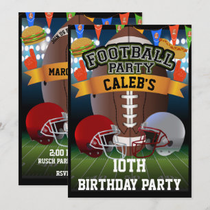 Football Field & Team Helmets Birthday Party Invitation
