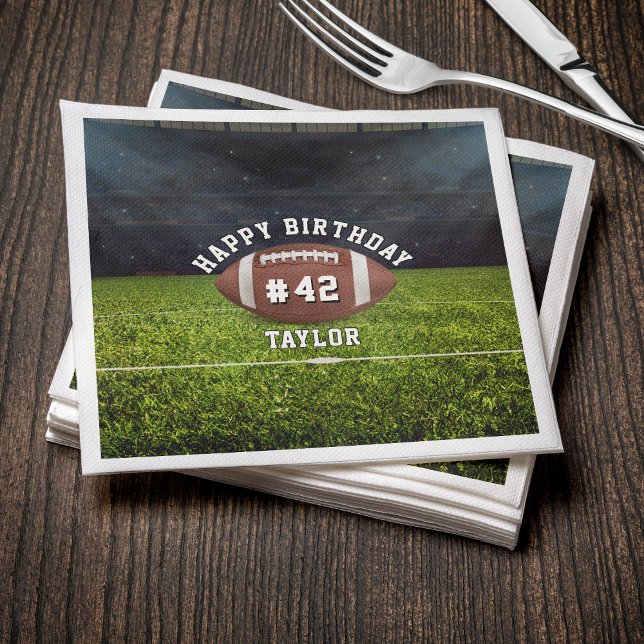 Football Field Team Number Sports Happy Birthday Napkin (Football Field Team Number Sports Happy Birthday Napkins
)
