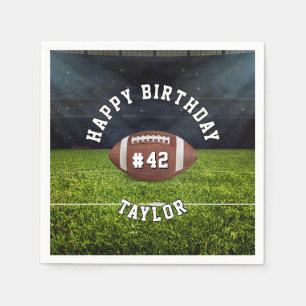 Football Field Team Number Sports Happy Birthday Napkin
