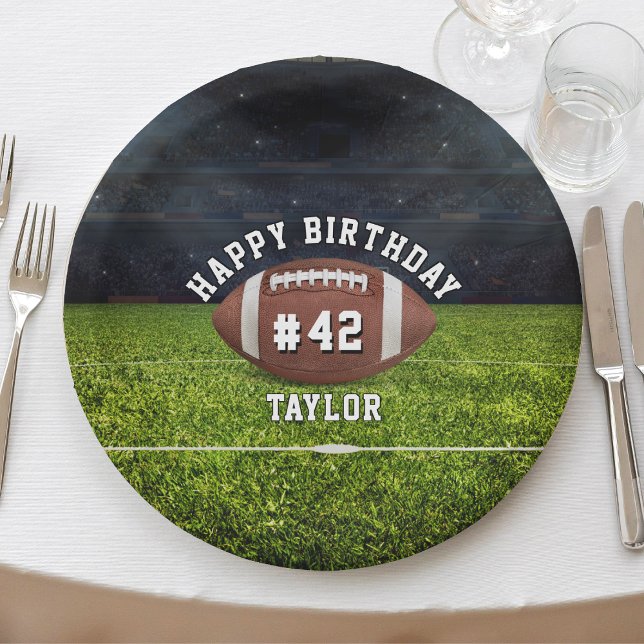 Football Field Team Number Sports Happy Birthday Paper Plate (Football Field Team Number Sports Happy Birthday Paper Plates
)
