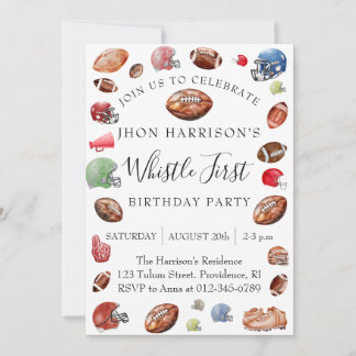 Football First Birthday 1st Birthday Invitation