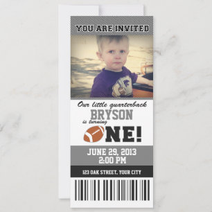 Football First Birthday _ GREY/BLACK Invitation