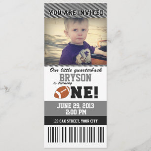 Football First Birthday _ GREY/BLACK Invitation