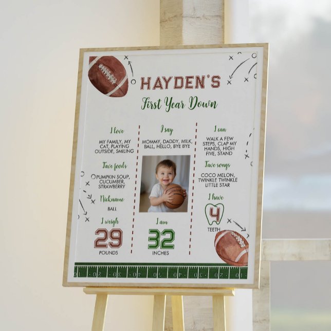 Football First Birthday Photo Milestone Sign (Creator Uploaded)