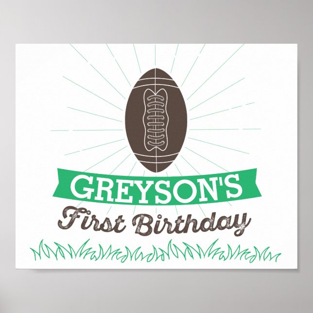 Football First Birthday Sign (Front)