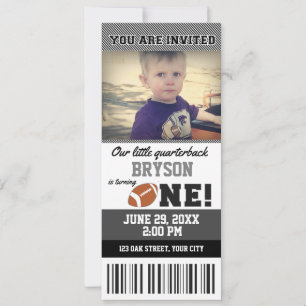 Football First Birthday Ticket Invitation