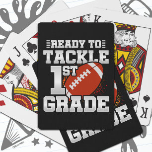 Football First Day 1st Grade Back To School Playing Cards