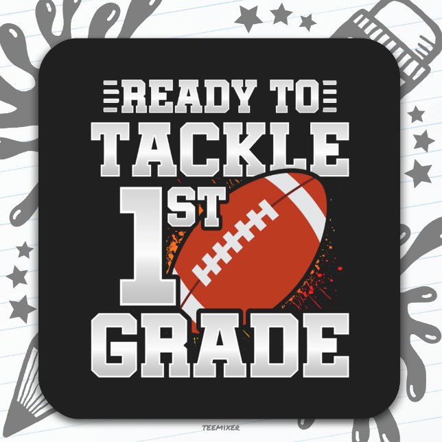 Football First Day 1st Grade Back To School Square Sticker (Creator Uploaded)