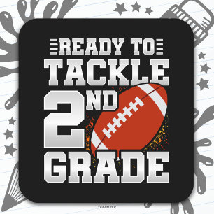 Football First Day 2nd Grade Back To School Square Sticker