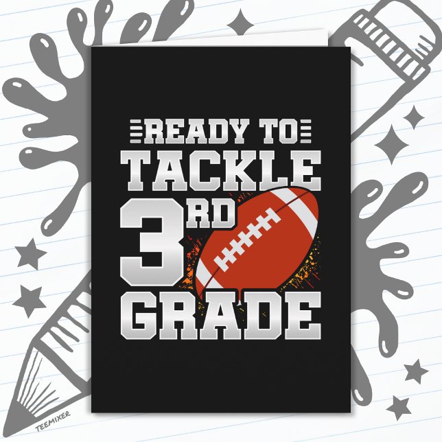Football First Day 3rd Grade Back To School Card (Creator Uploaded)