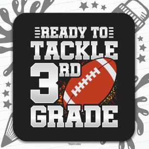 Football First Day 3rd Grade Back To School Square Sticker