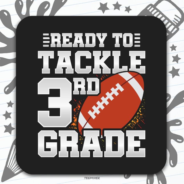 Football First Day 3rd Grade Back To School Square Sticker (Creator Uploaded)