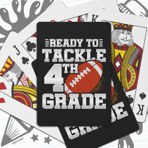Football First Day 4th Grade Back To School Playing Cards