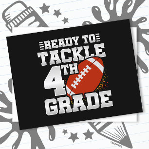 Football First Day 4th Grade Back To School Postcard