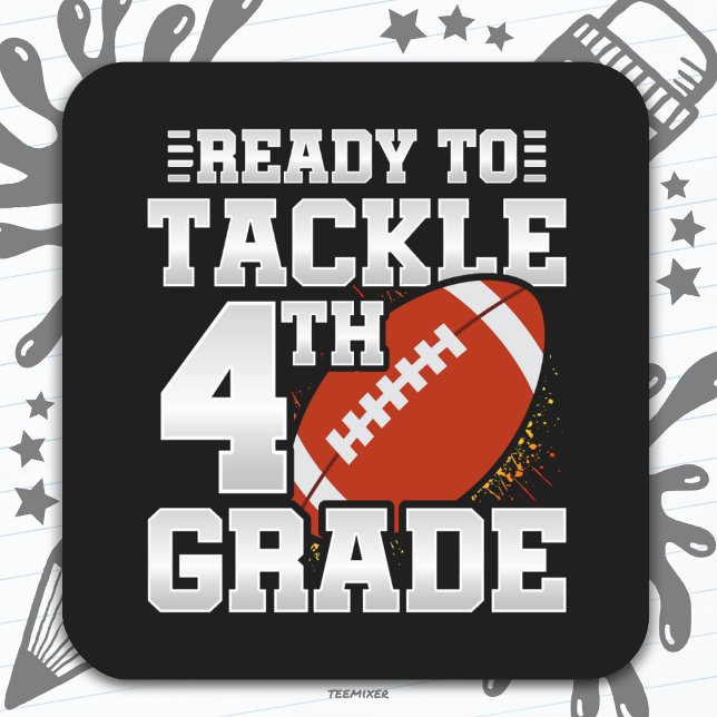Football First Day 4th Grade Back To School Square Sticker (Creator Uploaded)