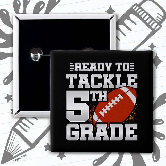 Football First Day 5th Grade Back To School 15 Cm Square Badge (Creator Uploaded)
