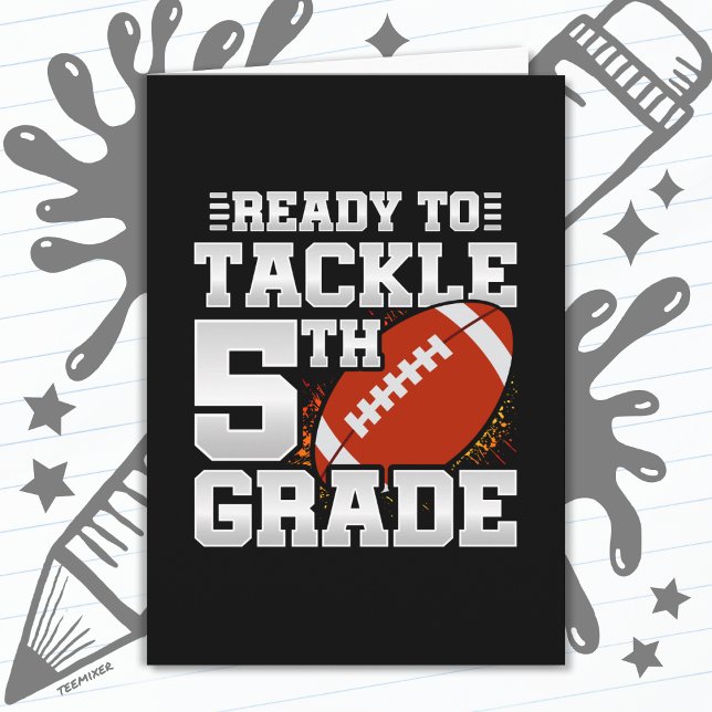 Football First Day 5th Grade Back To School Card (Creator Uploaded)