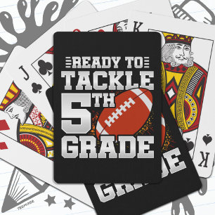 Football First Day 5th Grade Back To School Playing Cards