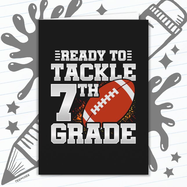 Football First Day 7th Grade Back To School Card (Creator Uploaded)