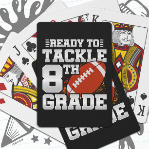 Football First Day 8th Grade Back To School Playing Cards
