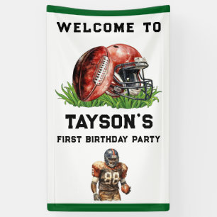 Football First Year Down 1st Birthday Banner