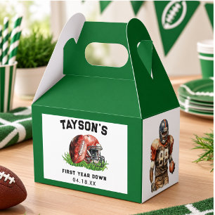 Football First Year Down 1st Birthday Favour Box