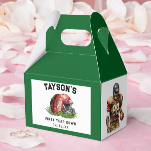 Football First Year Down 1st Birthday Favour Box