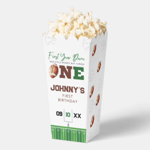 Football First Year Down 1st Birthday Popcorn Favour Box