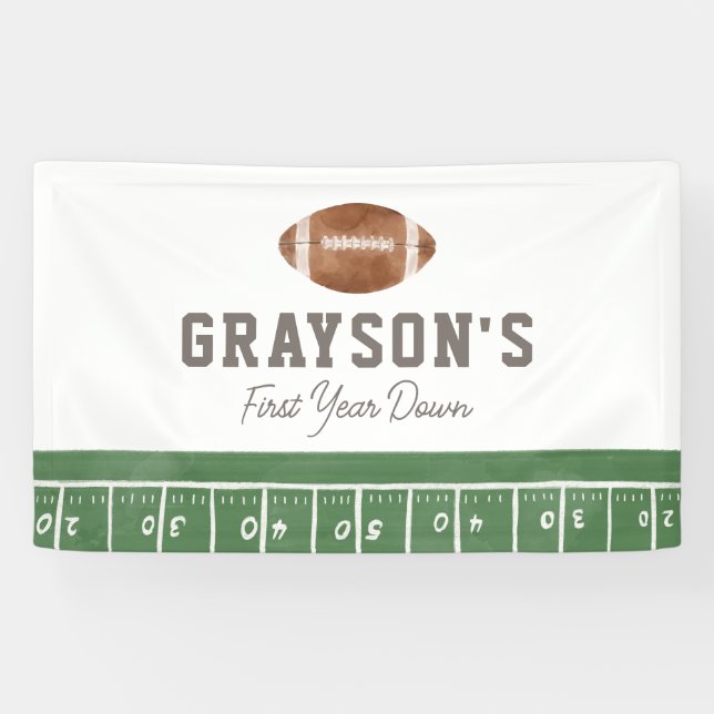 Football First Year Down Birthday Banner (Horizontal)
