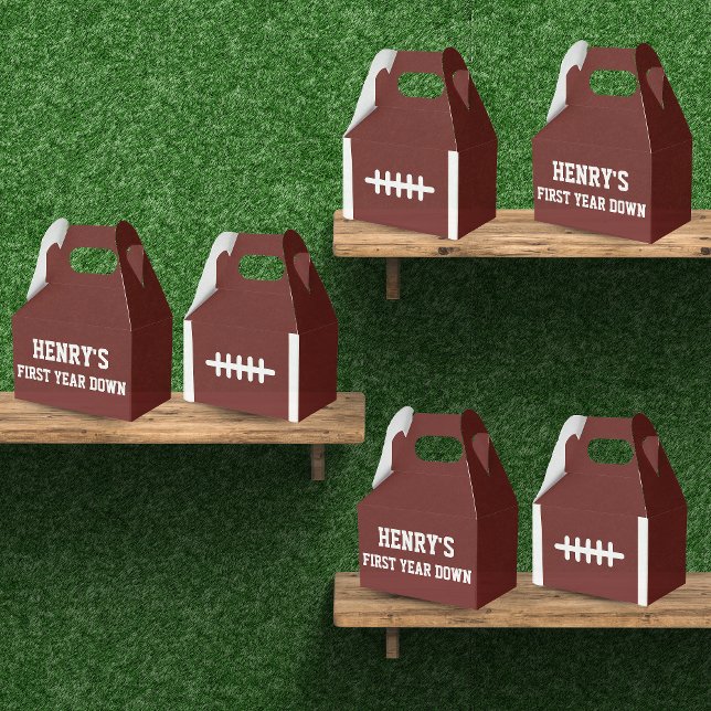 Football First Year Down Birthday Favour Box (First year down - favor boxes)