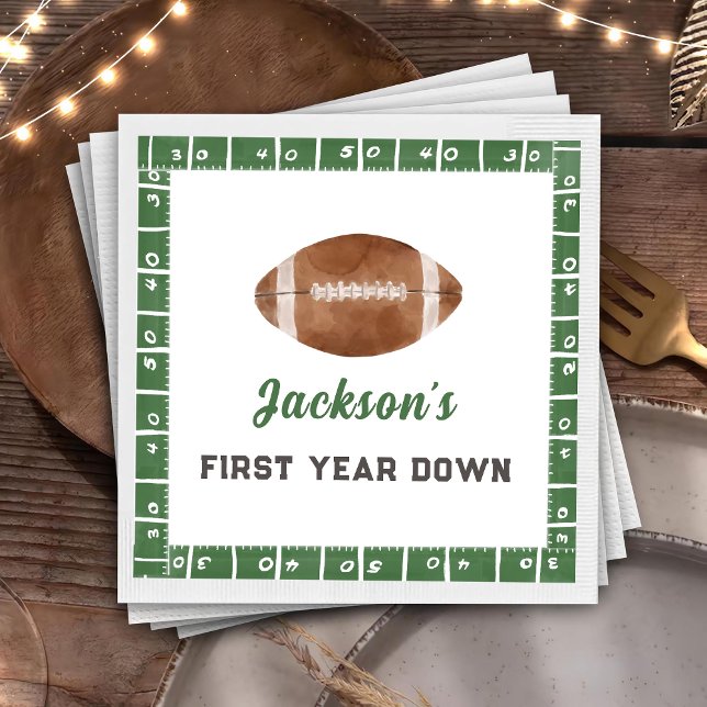 Football First Year Down Birthday Party Napkins (Creator Uploaded)