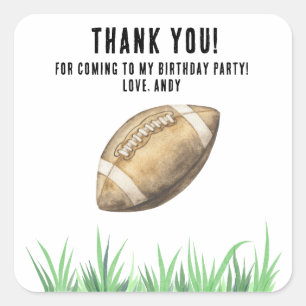 Football First Year Down Birthday Party Square Sticker